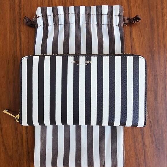 🔴SOLD🔴NWOT Henri Bendel Centennial Stripe Zip Around Wallet with Dustbag - Picture 1 of 11